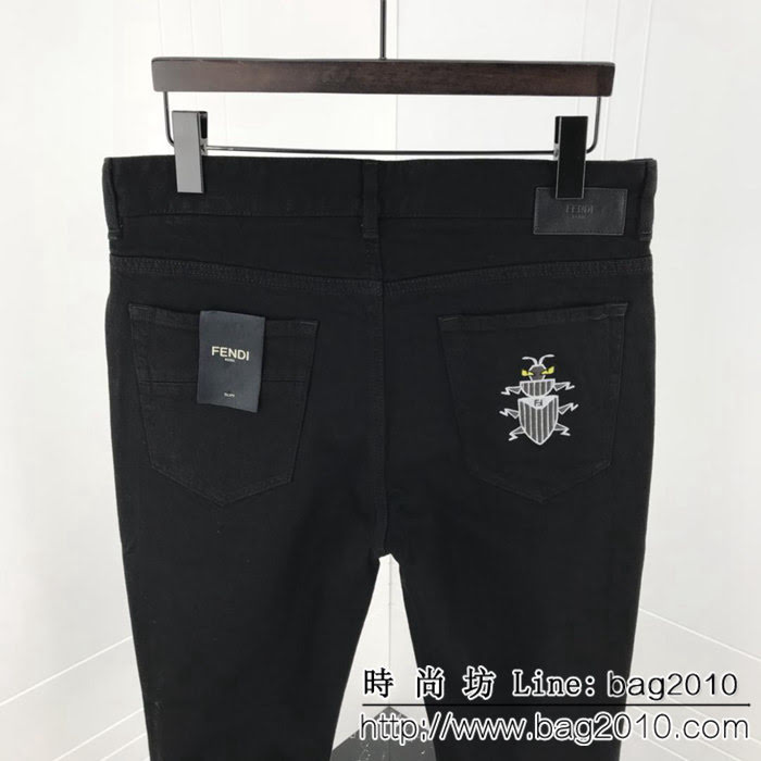 FENDI芬迪 18ss秋冬新款 背後口袋圖案刺繡款 代工廠訂單 男款牛仔褲 ydi2246